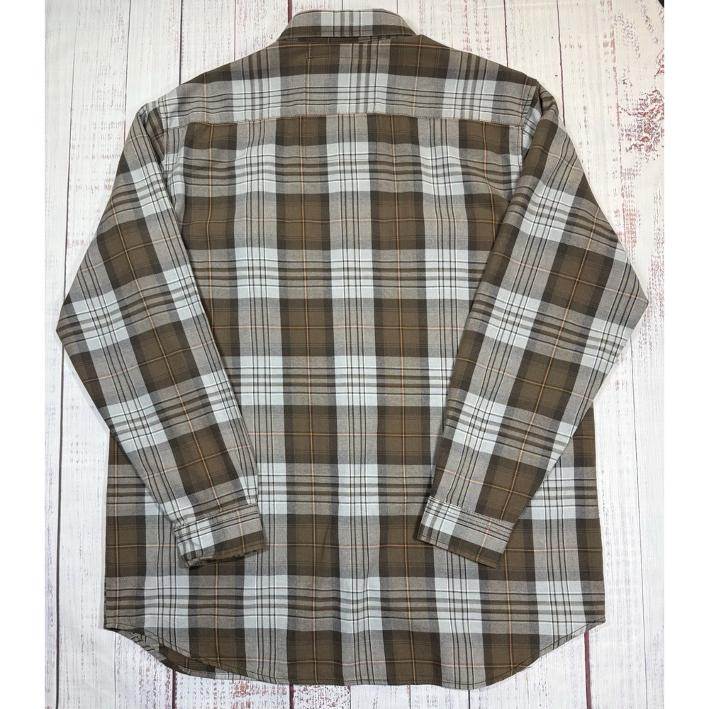 Free Spirt Koman Sports Long Sleeve Button Down Mens Size XL Brown Grey Plaid - Picture 2 of 7